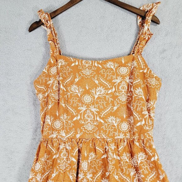 Mata Traders Orange Floral Maxi Sundress Straps Cotton Womens L - Picture 7 of 9